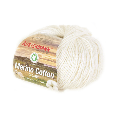 Пряжа Merino Cotton organic 55% шерсть 45% хлопок 50 г 230 м Austermann 98311-0001 фото
