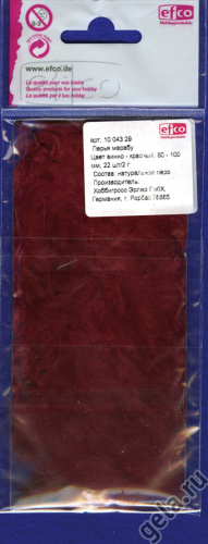 Перья марабу цвет винно - красный 80 - 100 мм 2 г Efco 1004329 фото