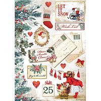 Бумага рисовая Романтическое Рождество - Новогодние открытки  STAMPERIA DFSA4614