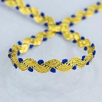 Тесьма вьюнчик золото с синим 7 мм люрекс PEGA 841519821DA707