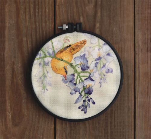 Набор для вышивания Желтая птица и фиолетовый цветок XIU Crafts 2032601 смотреть фото фото 2