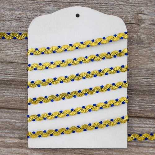 Фото тесьма вьюнчик золото с синим 7 мм люрекс pega 841519821da707 на сайте ArtPins.ru фото 5
