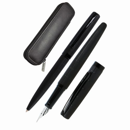 Купить набор ручек eleganza в чехле перьевая черный и шариковая синий размер м 2 шт. online 34573 фото