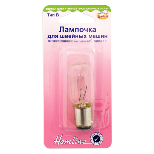 Фото лампочка для швейных машин вставляющаяся штыковая средняя hemline 130.m на сайте ArtPins.ru
