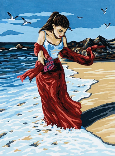 Канва жесткая с рисунком Девушка у моря SOULOS 10.565 смотреть фото