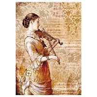 Бумага рисовая мини - формат Стимпанк женщина со скрипкой