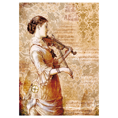 Бумага рисовая мини - формат Стимпанк женщина со скрипкой фото