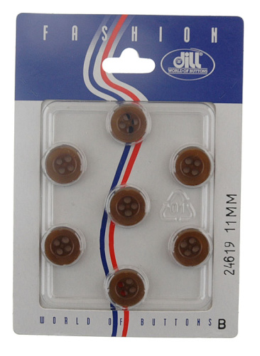 Пуговицы размер 11 мм пластик коричневый 7 шт в упаковке DILL 024619 11-7