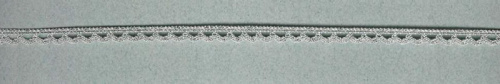 Фото мерсеризованное хлопковое кружево  состав 100% хлопок  ширина 7 мм  намотка 30 м  цвет серебристый люрекс на сайте ArtPins.ru