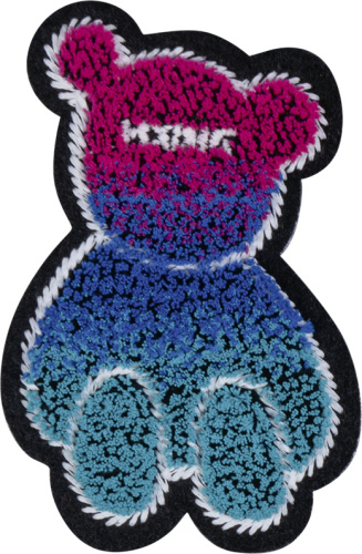 Фото термоаппликация мишка пушистый в сине-красном свитере  hkm 43190 на сайте ArtPins.ru
