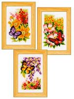 Набор для вышивания из 3-х сюжетов Цветы и бабочки VERVACO PN-0155954