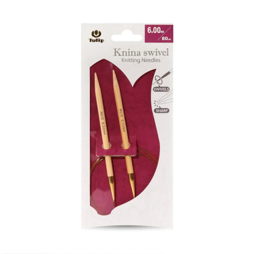 Спицы круговые Knina Swivel 6 мм 80 см бамбук натуральный Tulip KS-800600