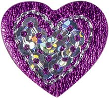 Термоаппликация Сердце с блёстками фиолетовое маленькое  HKM 42644