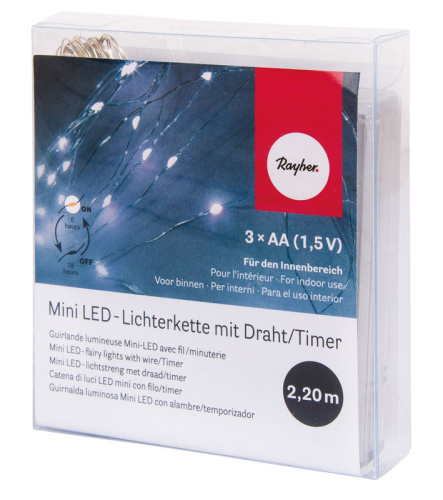 Гирлянда миниатюрная светодиодная  с таймером  20 мини-LED ламп RAYHER 69169102 фото