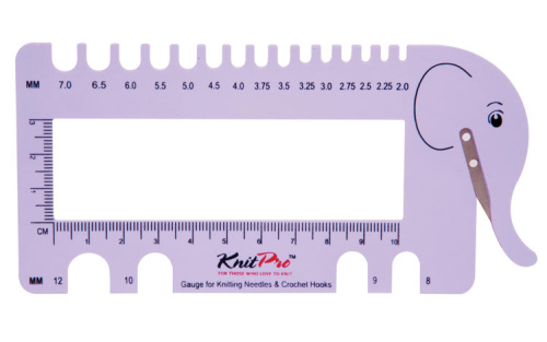 Линейка Слон для определения размера спиц с резаком для нити KnitPro 10995