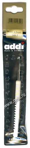Фото крючок вязальный с пластиковой ручкой №4.5 15 см addi 148-7/4.5-15 дешево