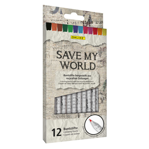 Купить набор цветных карандашей crayons save my world с корпусом из переработанных газет 12 шт online 07920 фото