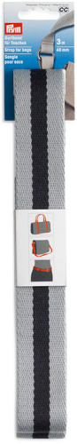 Лента-ремень для сумок ширина 40 мм 100% полиэстер серый/синий 3м в упаковке Prym 965214