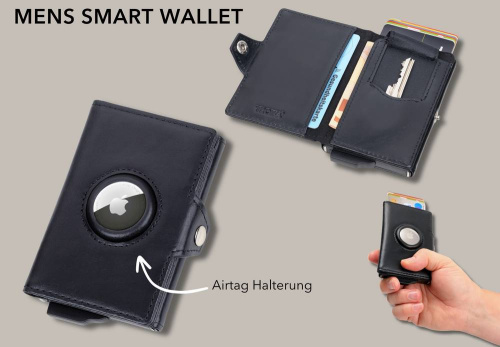 Купить чехол для карт с вырезом для мужского smart кошелька apple airtag®  troika wal41/bk фото фото 2