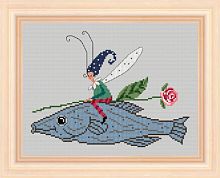 Набор для вышивания Влюбленный Эльф на рыбе 20*15 см Acufactum Ute Menze 24010-01
