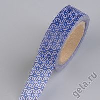 Бумажная декоративная клеевая лента розовая с синим орнаментом