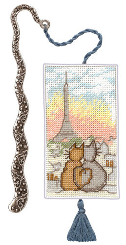 Набор для вышивания закладки MARQUE PAGE CHATS PARISIENS Коты Парижане 4615 смотреть фото