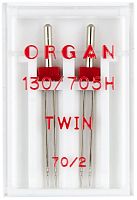 Иглы двойные стандарт №70/2.0 2 шт. Organ 130/705.70/2,0.2.H