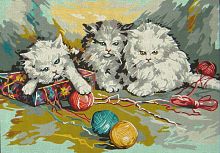 Канва жесткая с рисунком Три котенка