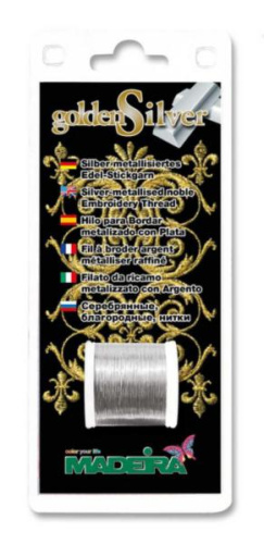 Нитки для вышивания и отделки GoldenSilver 100м серебро Madeira 9664S смотреть фото